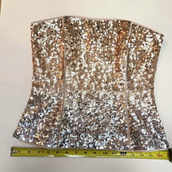 NWOT WHBM gold ombre sequin bustier size 2 - Picture 3 of 7